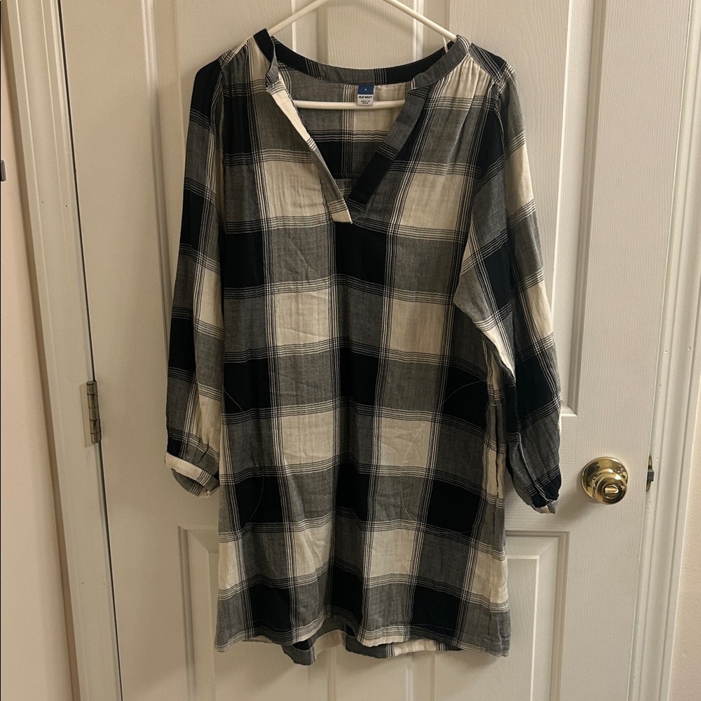 Plaid Black and White Women's Dress
